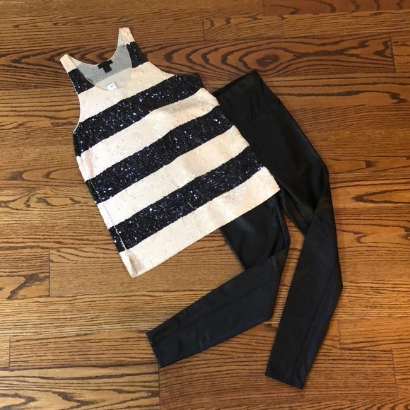 J. Crew Tops - J. Crew Collection sequin top XS black cream NWT